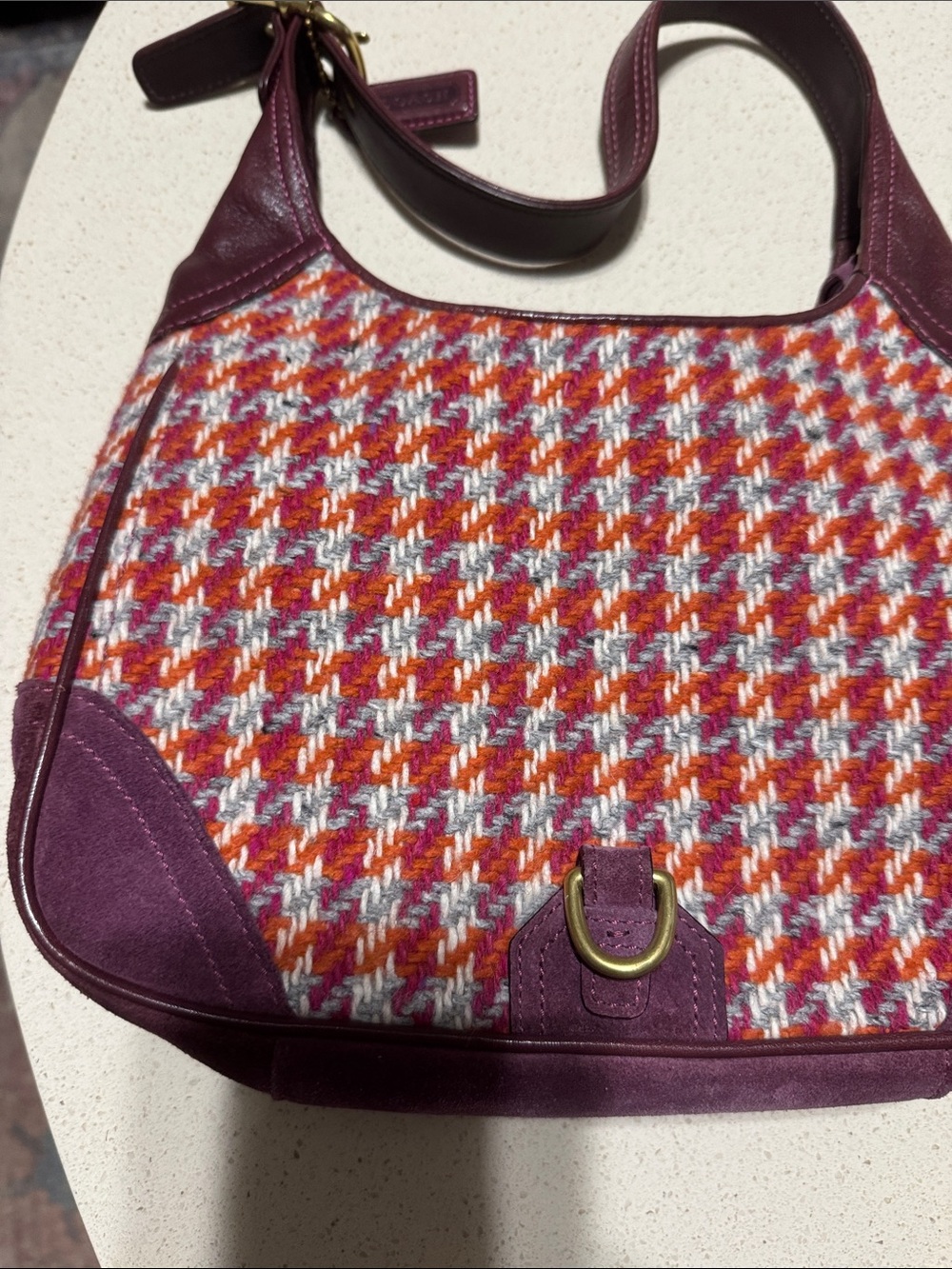 Coach Burgundy Leather Patch on Bright Pink Interior - Picture 3 of 11